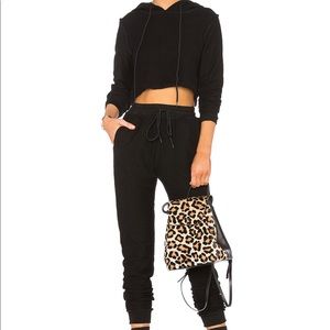 Black inside out sweatpants and sweatshirt set